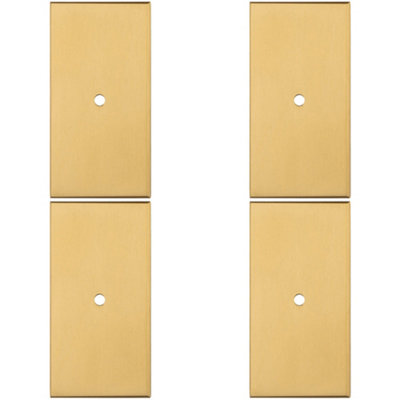 4 PACK - Cabinet Door Knob Backplate - 76mm x 40mm Satin Brass Cupboard Handle Plate