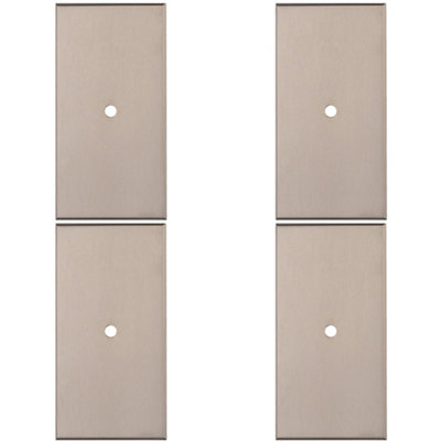 4 PACK - Cabinet Door Knob Backplate - 76mm x 40mm Satin Nickel Cupboard Handle Plate