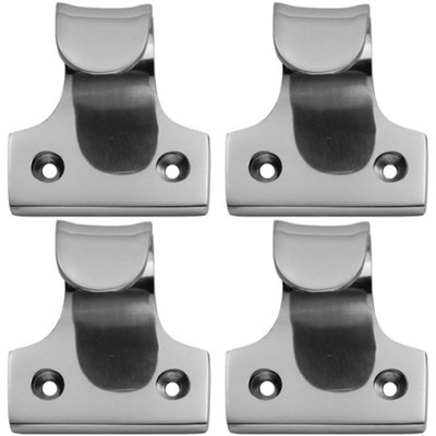 4 PACK - Cast Sash Window Lift Pull Handle 32mm Fixing Centres 48 x 45mm Polished Chrome