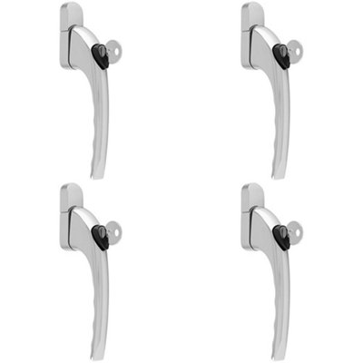 4 PACK - Chrome Universal Locking Window Handle - Click Fit PVC Window Rose Lever