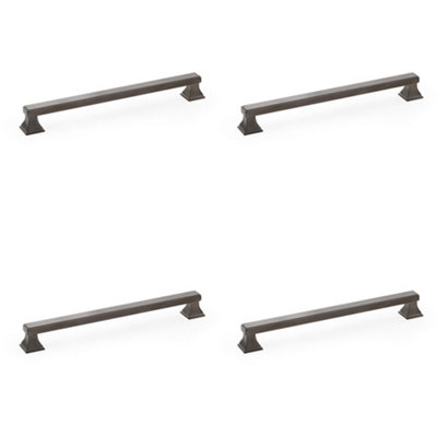 4 PACK - Chunky Square Pull Handle - Dark Bronze 224mm Centres SOLID BRASS Drawer Door