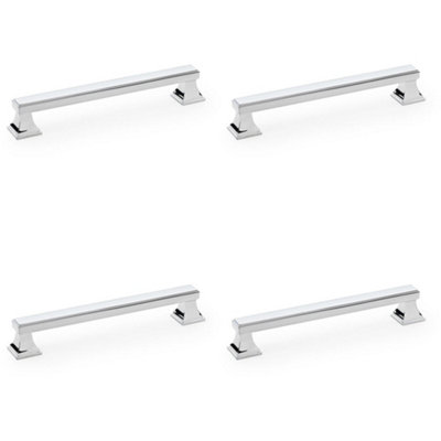 4 PACK - Chunky Square Pull Handle - Polished Chrome 160mm Centre SOLID BRASS Drawer Door