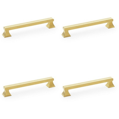 4 PACK - Chunky Square Pull Handle - Satin Brass 160mm Centres SOLID BRASS Drawer Door