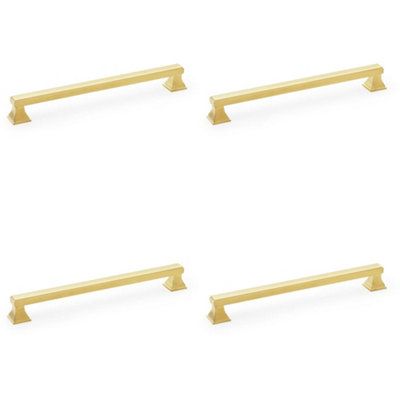 4 PACK - Chunky Square Pull Handle - Satin Brass 224mm Centres SOLID BRASS Drawer Door