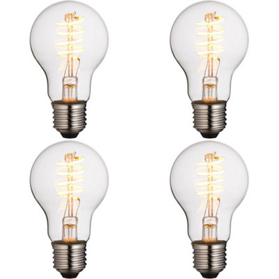 4 PACK Clear Glass 4W E27 GLS LED Light Bulb - Dimmable Warm White - 265lm 2200k