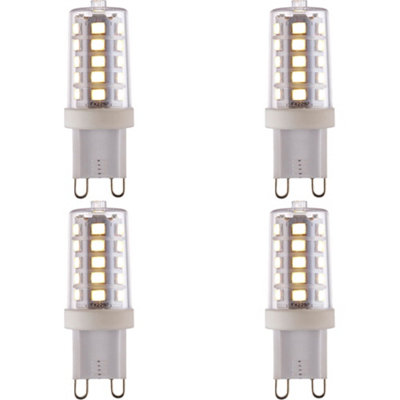 4 PACK Clear & White 3.7W G9 SMD LED Light Bulb - Dimmable Cool White - 470lm 4000k