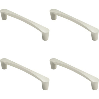 4 PACK - Curved D Shape Pull Handle 146 x 18.5mm 128mm Fixing Centres Satin Nickel