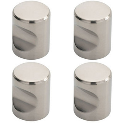 4 PACK - Cylindrical Cupboard Door Knob 16mm Diameter Polished Stainless Steel Handle