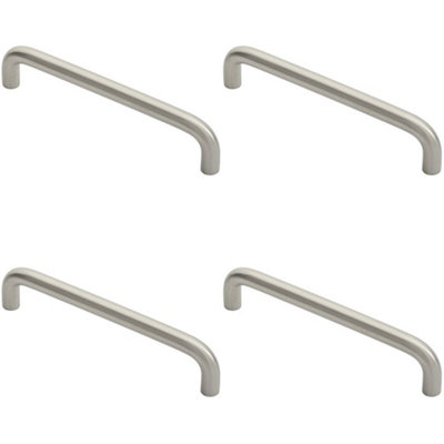 4 PACK - D Shape Cabinet Pull Handle 10mm - 160mm Fixing Centres Satin Stainless Steel