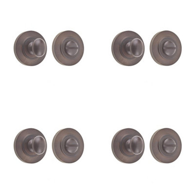 4 PACK Dark Bronze Inner Turn & Release Lock with Rose Options - Door Handle
