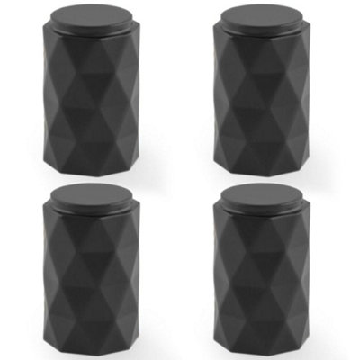 4 PACK - Diamond Cylinder Cupboard Door Knob - 20mm Diameter - Matt Black Pull Handle