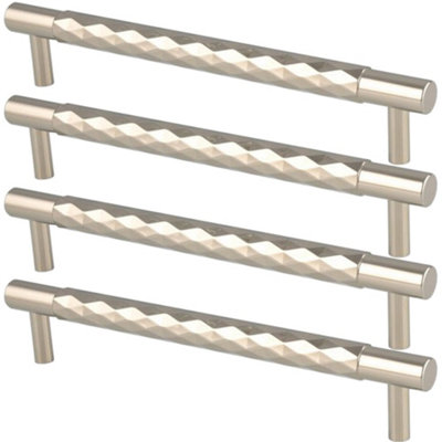 4 PACK - Diamond T Bar Pull Handle - Polished Nickel - 160mm Centres SOLID BRASS Drawer