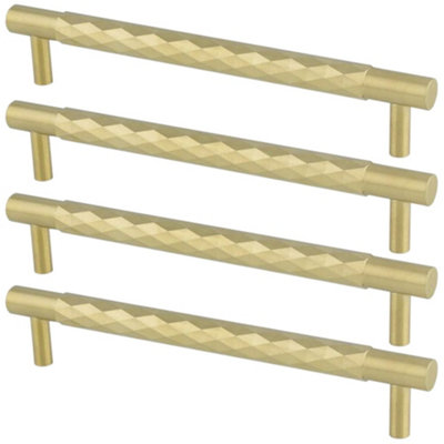 4 PACK - Diamond T Bar Pull Handle - Satin Brass - 160mm Centres SOLID BRASS Drawer