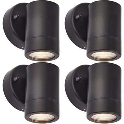 4 PACK Dimmable Outdoor IP44 Downlight - 7W GU10 LED - Matt Black & Glass