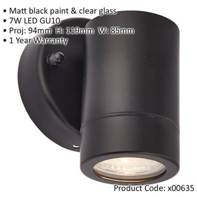 4 PACK Dimmable Outdoor IP44 Downlight - 7W GU10 LED - Matt Black & Glass