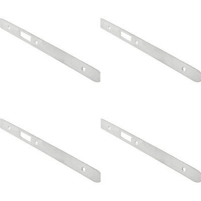 4 PACK - Door Frame Forend Strike & Fixing Pack SetDIN Latch - Satin Steel RADIUS 235x24mm