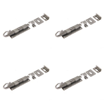 4 PACK Durable 102mm Pewter Shepherds Crook Straight Bolts for Secure Doors - Door Bolt Lock