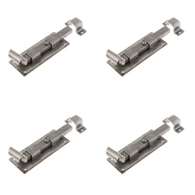 4 PACK Durable 102mm Pewter Straight Bolts for Secure Door Hardware - Door Bolt Lock