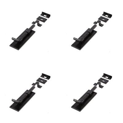 4 PACK Durable 152mm Black Straight Bolts for Enhanced Security - Door Bolt Lock