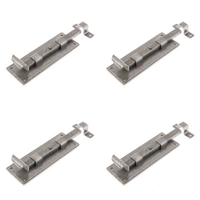 4 PACK Durable 152mm Pewter Straight Bolts for Enhanced Security - Door Bolt Lock