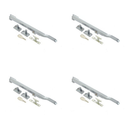 4 PACK Durable 250mm Satin Chrome Lockable Casement Stays for Secure Windows - Window Peg Bar