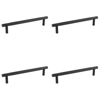 4 PACK Durable 300mm Black Face Fix Pull Handle for Easy Grip - Door Handle