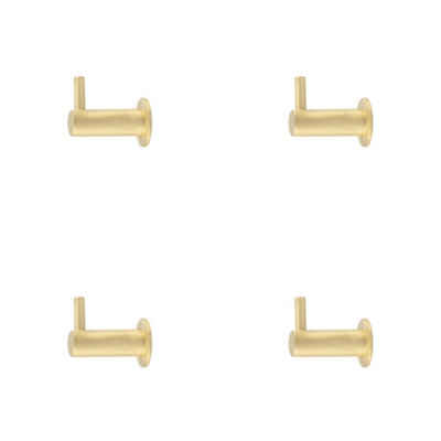 4 PACK Durable 37mm Satin Brass Cupboard Hook for Stylish Organization - Wall Mounted Clothing Hook