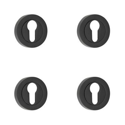 4 PACK Durable 50mm Black Euro Profile Escutcheon for Fire Doors - Key Hole Cover