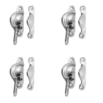 4 PACK Durable 65mm Polished Chrome Narrow Locking Fasteners for Secure Assembly - Window Fastener