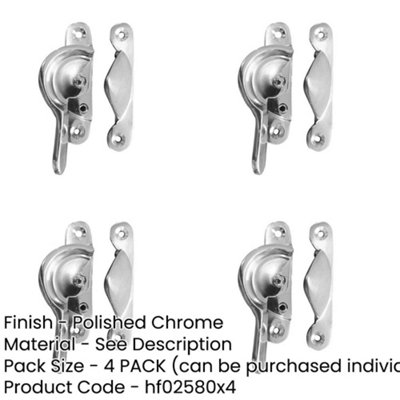 4 PACK Durable 65mm Polished Chrome Narrow Locking Fasteners for Secure ...