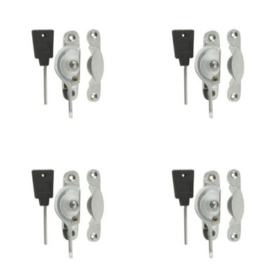 4 PACK Durable 65mm Satin Chrome Narrow Locking Fasteners for Secure Applications - Window Fastener
