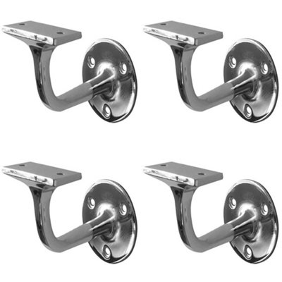 4 PACK Durable 75mm Polished Chrome Zinc Handrail Brackets for Safety and Style - Stair Bannister Holder