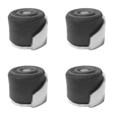 4 PACK Durable Aluminium Floor Mounted Doorstops - 40x30mm Satin Anodised Finish - Rubber Stopper Protector