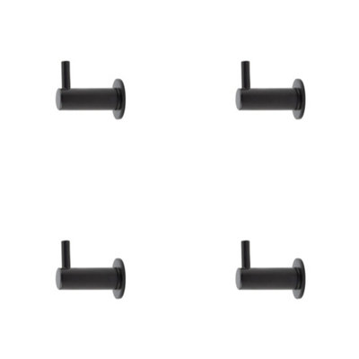 4 PACK Durable Black Cupboard Hook 37mm for Stylish Organization - Wall Mounted Clothing Hook
