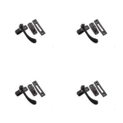 4 PACK Durable Black Range Bulb End Casement Fasteners 95x55mm for Secure Closing - Window Handle
