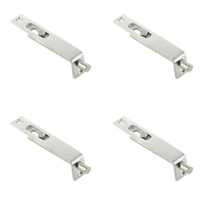 4 PACK Durable Brass Slide Action Flushbolts 102x16mm in Elegant Satin Chrome Finish