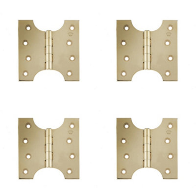 4 PACK Durable Budget Parliament Hinge - 102x100x4mm Polished Brass - Door Hinges