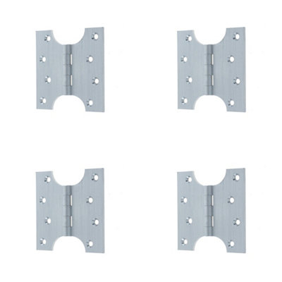 4 PACK Durable Budget Parliament Hinge - 102x100x4mm Satin Chrome - Door Hinges