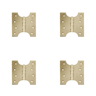 4 PACK Durable Budget Parliament Hinge - 102x124x4mm Polished Brass - Door Hinges