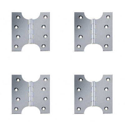 4 PACK Durable Budget Parliament Hinge - 102x124x4mm Polished Chrome - Door Hinges