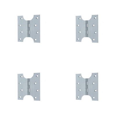 4 PACK Durable Budget Parliament Hinge - 102x124x4mm Satin Chrome - Door Hinges