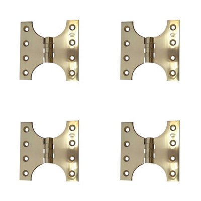 4 PACK Durable Budget Parliament Hinge - 102x151x5mm Polished Brass - Door Hinges
