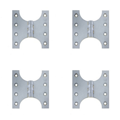 4 PACK Durable Budget Parliament Hinge - 102x151x5mm Satin Chrome - Door Hinges