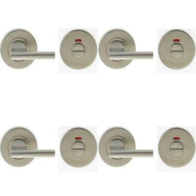 4 PACK Durable Grade 304 Stainless Steel Easy Turns and Releases with Indicator for Doors - Door Handle