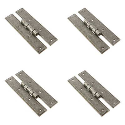 4 PACK Durable H-Hinge 66x155mm in Elegant Pewter Finish - Traditional Gate Door - Door Hinges