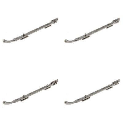 4 PACK Durable Pewter Bulb End Casement Stays 315x15x6mm for Enhanced Window Security - Window Peg Bar