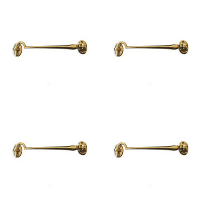 4 PACK Durable Polished Brass Cabin Hook 75mm for Home and Office Use - Hook & Eye Arm Lock