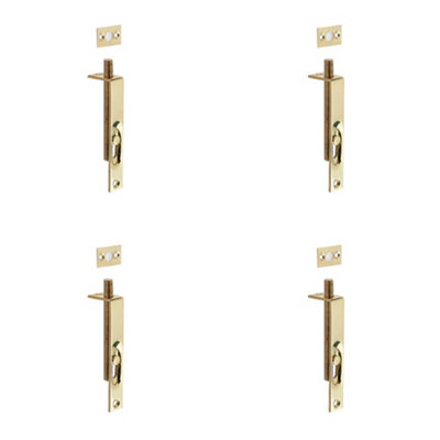 4 PACK Durable Polished Brass Slide Action Flushbolts 102x16mm for Stylish Interiors