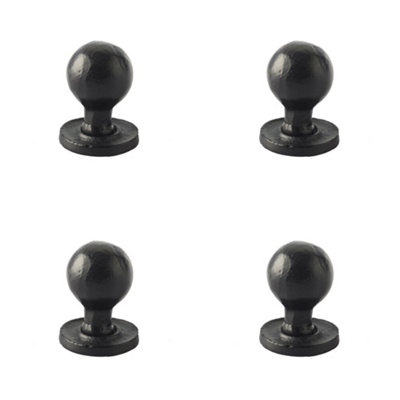 4 PACK Durable Round Black Cupboard Knob - 27x39mm for Timeless Style - Kitchen Cabinet Knob