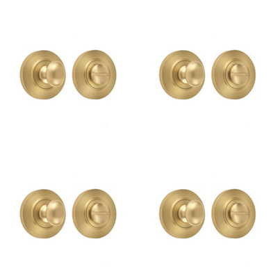 4 PACK Durable Satin Brass Inner Turn & Release Lock with Customization Options - Door Handle